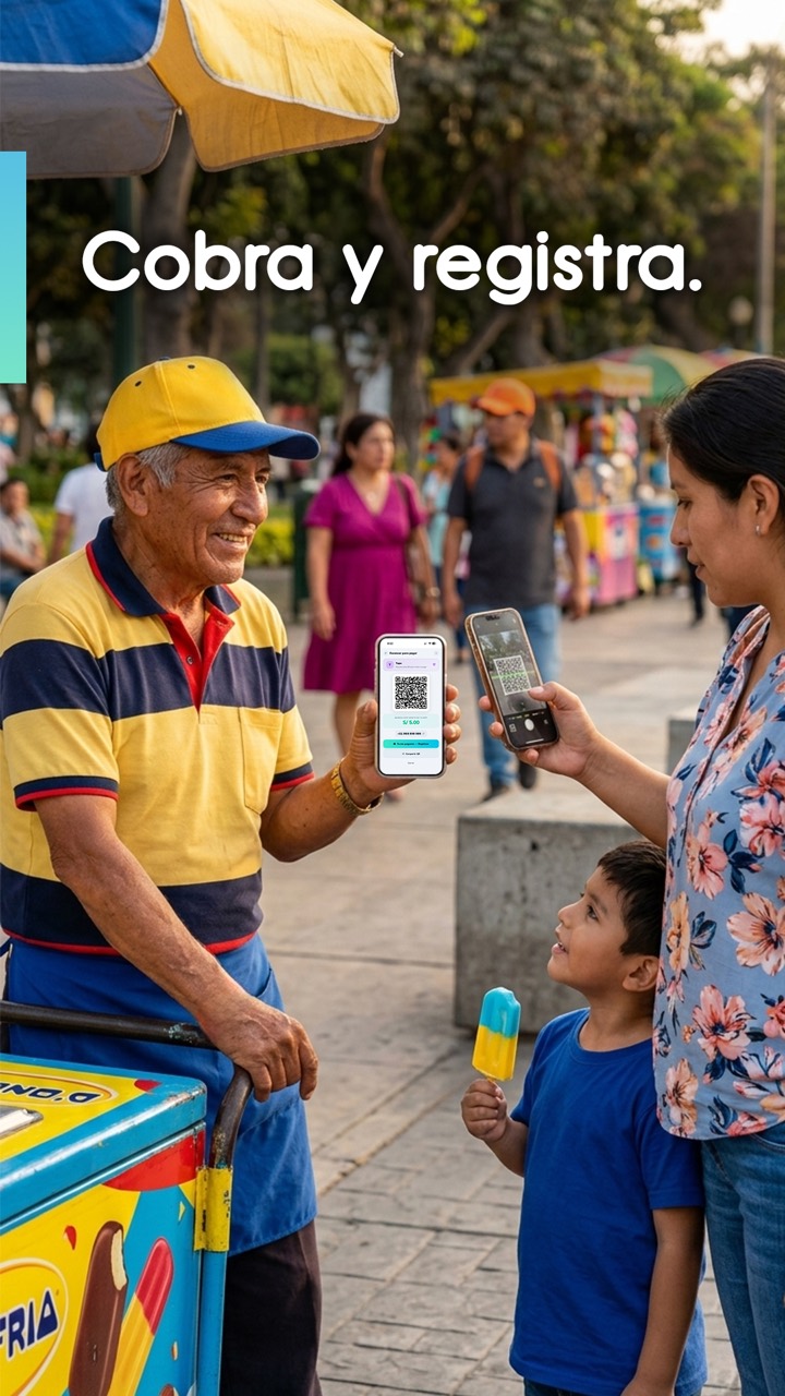 Heladero cobrando por QR con Tacuens