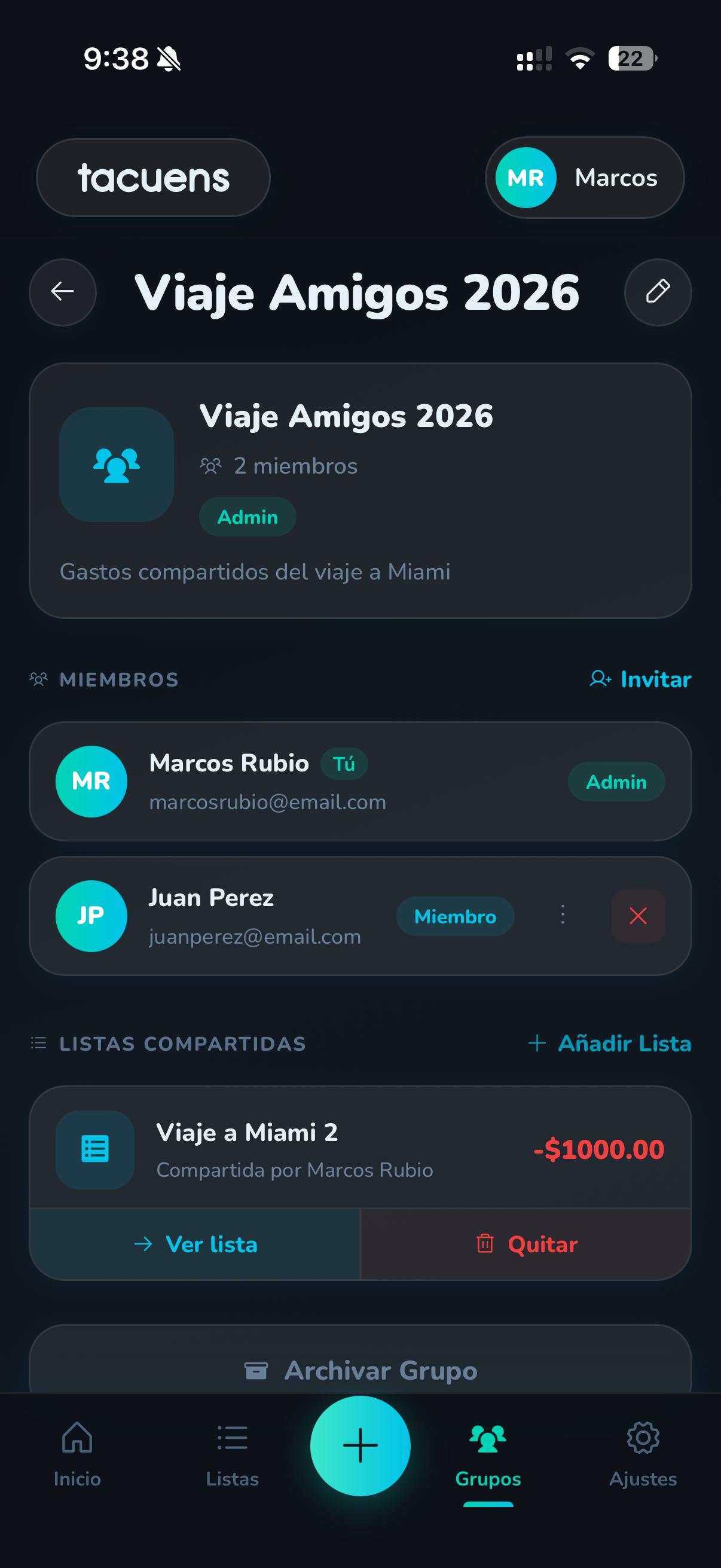 Grupos y miembros